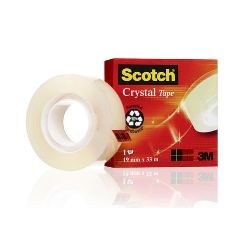 Cinta adhesiva supertransparente 3m scotch crystal, 19 mm. x 33 mts.