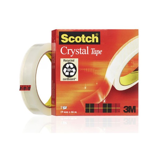Cinta adhesiva supertransparente 3m scotch crystal, 19 mm. x 66 mts.