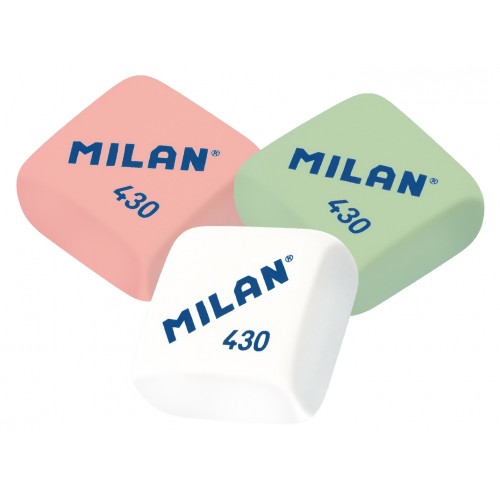 Goma de borrar milan 430, miga de pan, colores surtidos