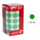 Gomet apli en formato redondo, Ø 20 mm. verde, rollo de 1.770 uds.
