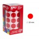 Gomet apli en formato redondo, Ø 20 mm. rojo, rollo de 1.770 uds.