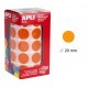 Gomet apli en formato redondo, Ø 20 mm. naranja, rollo de 1.770 uds.