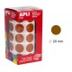 Gomet apli en formato redondo, Ø 20 mm. marrón, rollo de 1.770 uds.
