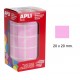 Gomet apli en formato cuadrado de 20x20 mm. en color rosa, rollo de 1.770 uds.