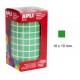 Gomet apli en formato cuadrado, 10x10 mm. verde, rollo de 6.372 uds.