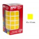 Gomet apli en formato cuadrado de 15x15 mm. en color amarillo, rollo de 2.832 uds.