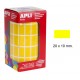Gomet apli en formato rectangular, 20x10 mm. amarillo, rollo de 3.540 uds.