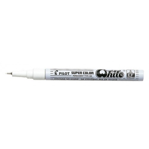 Marcador de tinta opaca permanente pilot super color ef, white/blanco