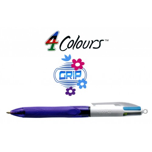 Bolígrafo retráctil multifunción bic 4 colores grip fun.