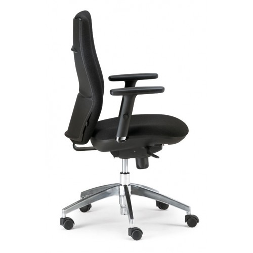 Silla de oficina Vela syncro, respaldo alto con regulación lumbar y asiento regulable en altura.