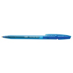 Bolígrafo retráctil bic cristal clip azul.