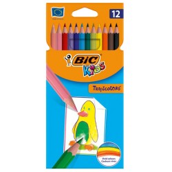 Lápiz de color bic kids tropicolors en colores surtidos, estuche de 12 uds.