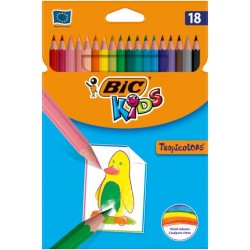 Lápiz de color bic kids tropicolors en colores surtidos, estuche de 18 uds.