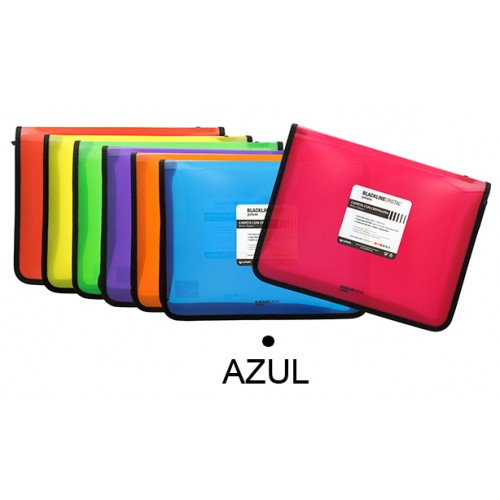 Carpeta con cremallera grafoplas blackline din a4+, azul