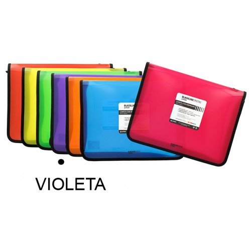 Carpeta con cremallera grafoplas blackline din a4+, violeta