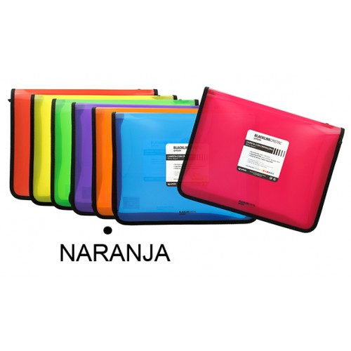 Carpeta con cremallera grafoplas blackline din a4+, naranja