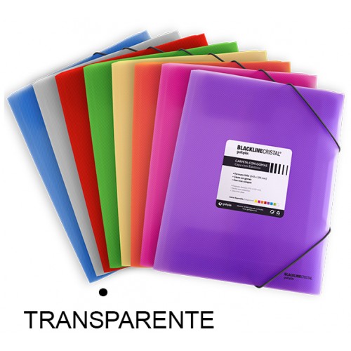 Carpeta de gomas con 3 solapas en polipropileno grafoplas blackline folio, transparente