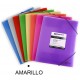 Carpeta de gomas con 3 solapas en polipropileno grafoplas blackline folio, amarillo