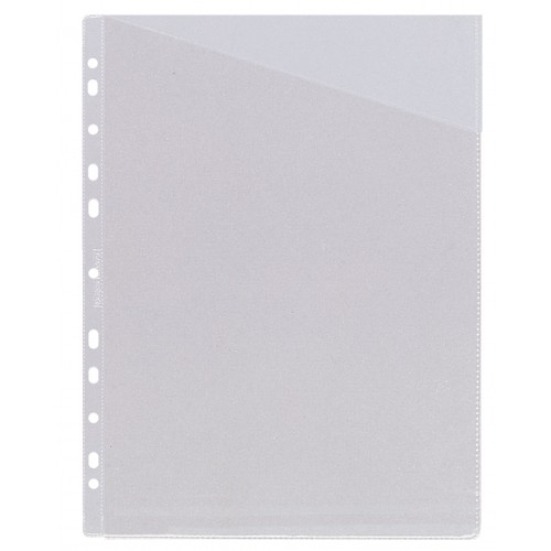 Funda planos multitaladro 11 taladros en pvc de 100 micras grafoplas din a4, corte diagonal, transparente