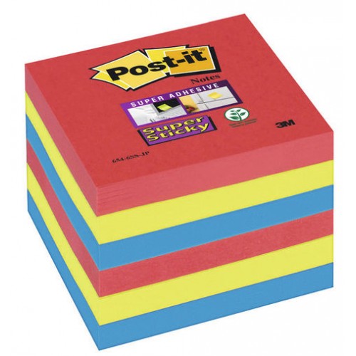 Bloc de notas adhesivas 3m post-it super sticky 47,6x47,6 mm. color río de janeiro, pack de 12 blocs.