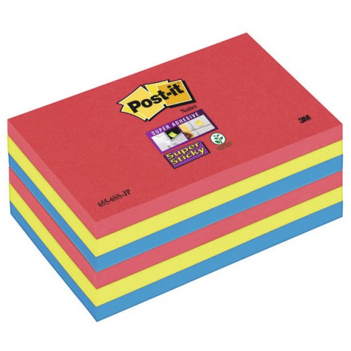 Bloc de notas adhesivas 3m post-it super sticky 47,6x47,6 mm. color río de janeiro, pack de 12 blocs.