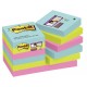 Bloc de notas adhesivas 3m post-it super sticky 47,6x47,6 mm. color miami, pack de 12 blocs.