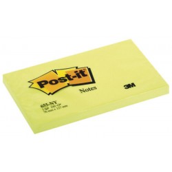 Bloc de notas adhesivas 3m post-it 655 76x127 mm. color amarillo neón, pack de 6 blocs.