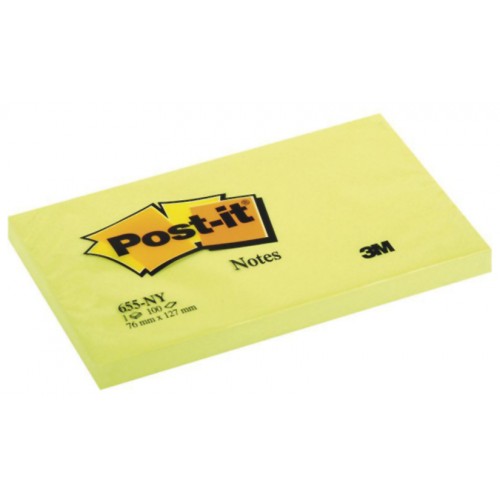 Bloc de notas adhesivas 3m post-it 655 76x127 mm. amarillo neón, pack de 6 blocs