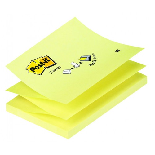 Bloc de notas adhesivas 3m post-it z-notes, 76x127 mm. canary yellow