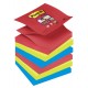 Bloc de notas adhesivas 3m post-it super sticky z-notes, 76x76 mm. colores surtidos bora bora, pack de 6 blocs