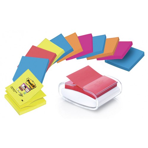 Dispensador de notas adhesivas 3m post-it super sticky z-notes, 76x76 mm. pro, blanco