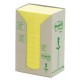 Bloc de notas adhesivas 3m post-it recicladas 653, 38x51 mm. amarillo, torre de 24 blocs