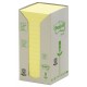 Bloc de notas adhesivas recicladas 3m post-it linea verde 653-1t 38x51 mm. en color amarillo, torre de 24 blocs.