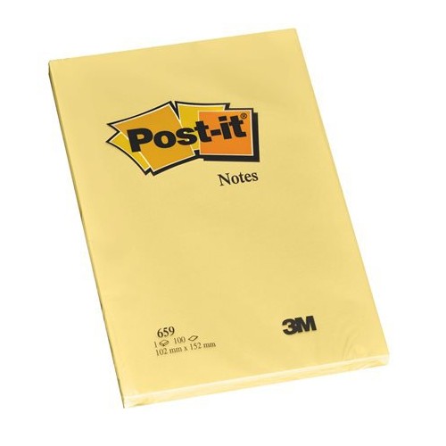 Bloc de notas adhesivas 3m post-it xl 659, 102x152 mm. canary yellow