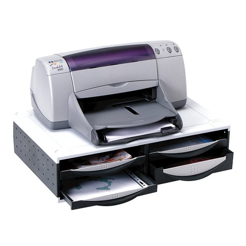 Soporte organizador con 4 cajones fellowes, 138x540x365 mm. gris/plata