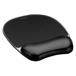 Alfombrilla con reposamuñecas para ratón fellowes gel crystal™, negro