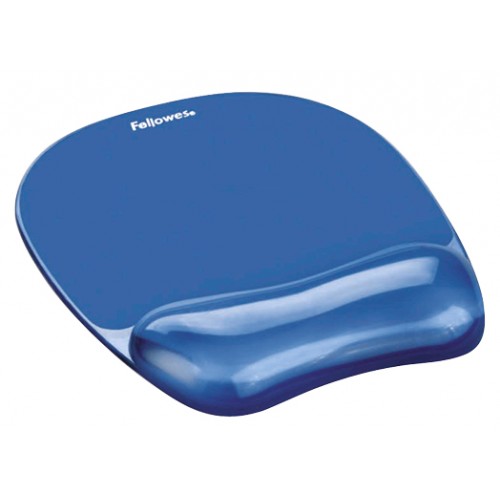 Alfombrilla con reposamuñecas para ratón fellowes gel crystal™, azul