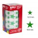 Gomet apli en formato estrella, 12,5 y 19,5 mm. verde, rollo de 2.360 uds.