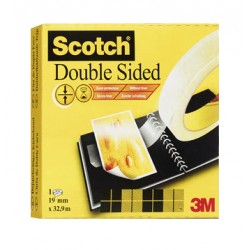 Cinta adhesiva especial doble cara scotch de 33 mts. x 19 mm. con lámina protectora.