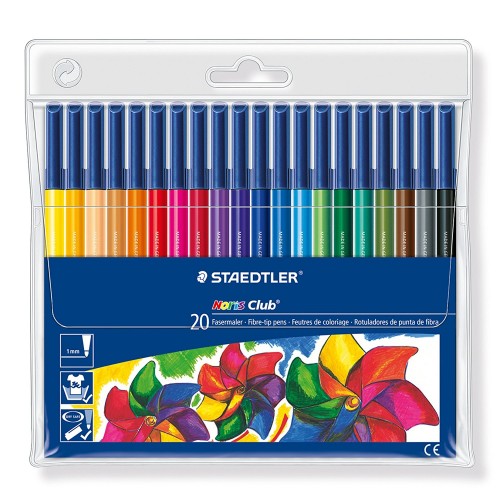 Rotulador escolar staedtler noris club 326 en colores surtidos, estuche de 20 uds.