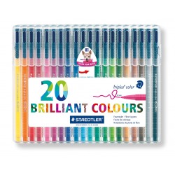 Rotulador escolar staedtler triplus color 323, colores surtidos, estuche de 20 uds.