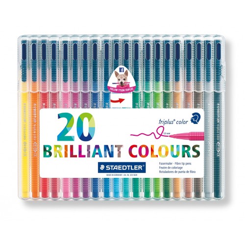 Rotulador escolar staedtler triplus color 323, colores surtidos, estuche de 20 uds.