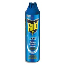 Insecticida en spray raid moscas y mosquitos, bote de 600 ml.