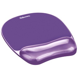 Alfombrilla con reposamuñecas para ratón fellowes gel crystal™, violeta