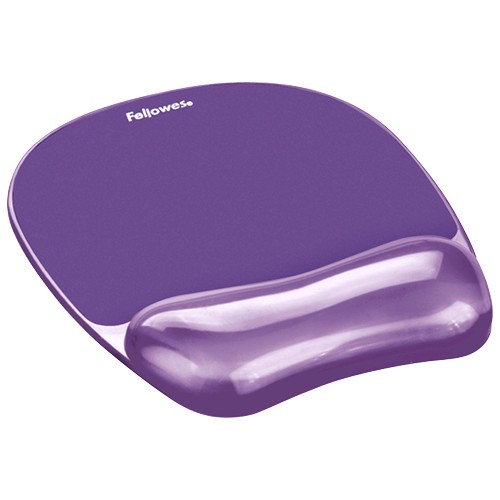 Alfombrilla con reposamuñecas para ratón fellowes gel crystal™, violeta