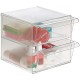 Organizador modular archivo 2000 con 2 cajones grandes en cristal transparente.