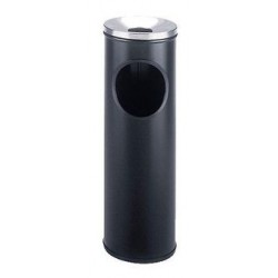 Cenicero - papelera Sie 401 cilindrica de 24 litros de capacidad en color negro.