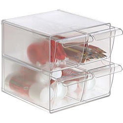 Organizador modular archivo 2000 con 4 cajones pequeños en cristal transparente.