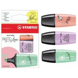 Marcador fluorescente stabilo boss mini pastellove, colores surtidos, estuche de 3 uds.