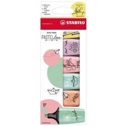 Marcador fluorescente stabilo boss mini pastellove, colores surtidos, estuche de 6 uds.